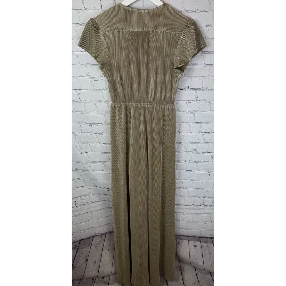 BALTIC BORN Women’s Gold Athena Pleated Maxi Dress Size XS